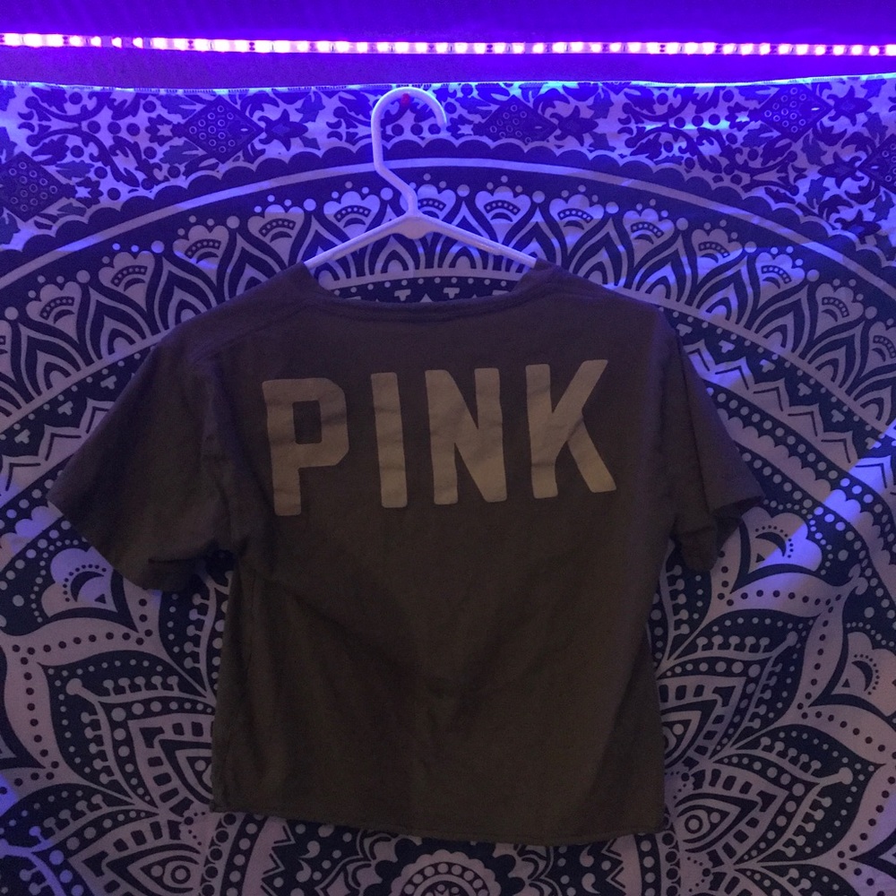 PINK Green Crop Top (small)